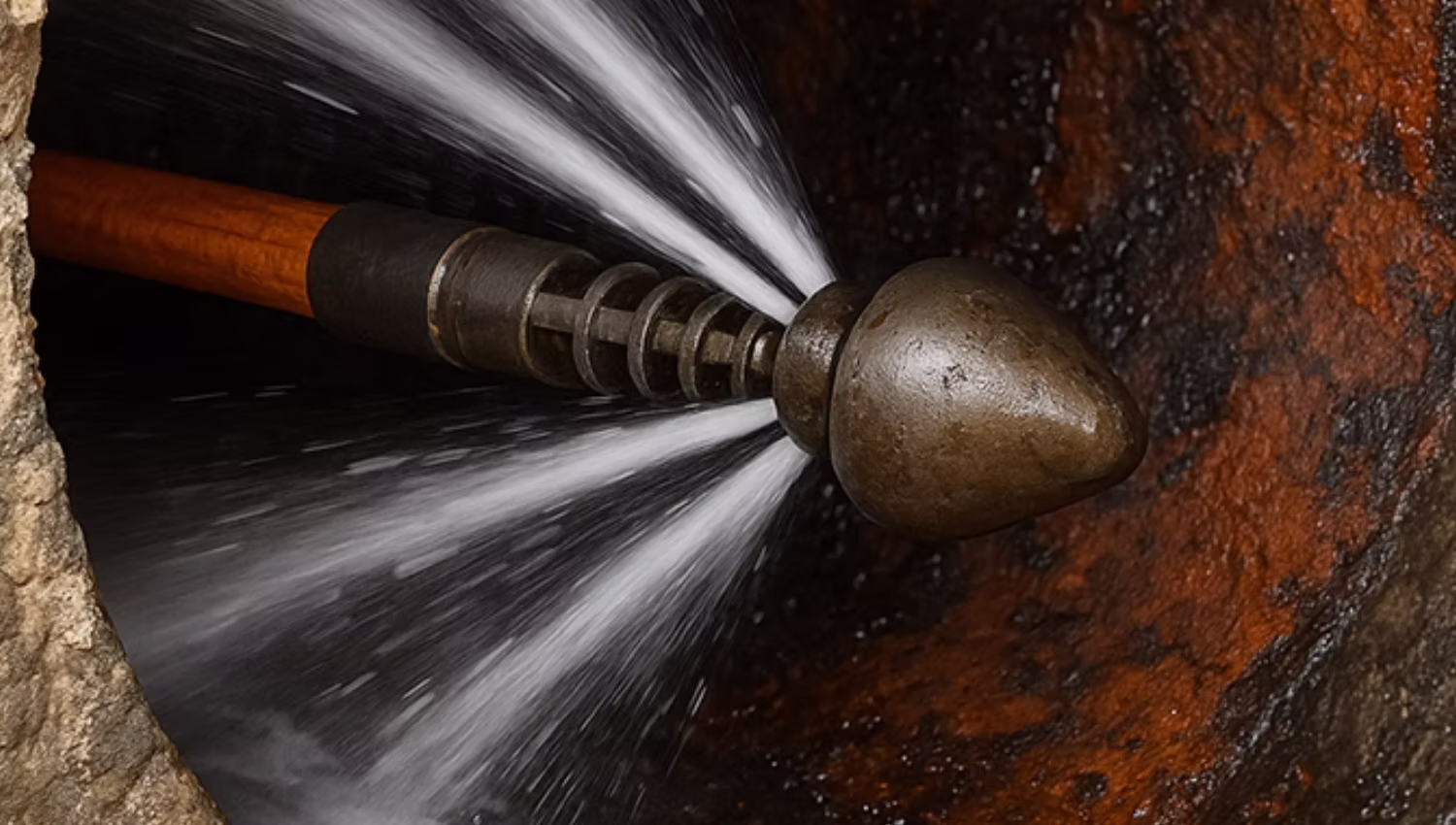 jetting inside rusted drain